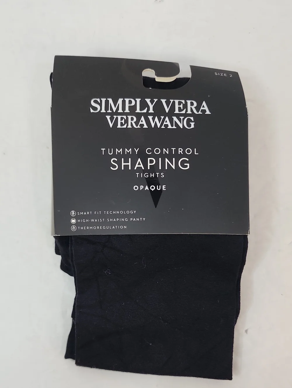 Simply Vera Vera Wang Black Tummy Control Shaping Tights Size 2 NWT